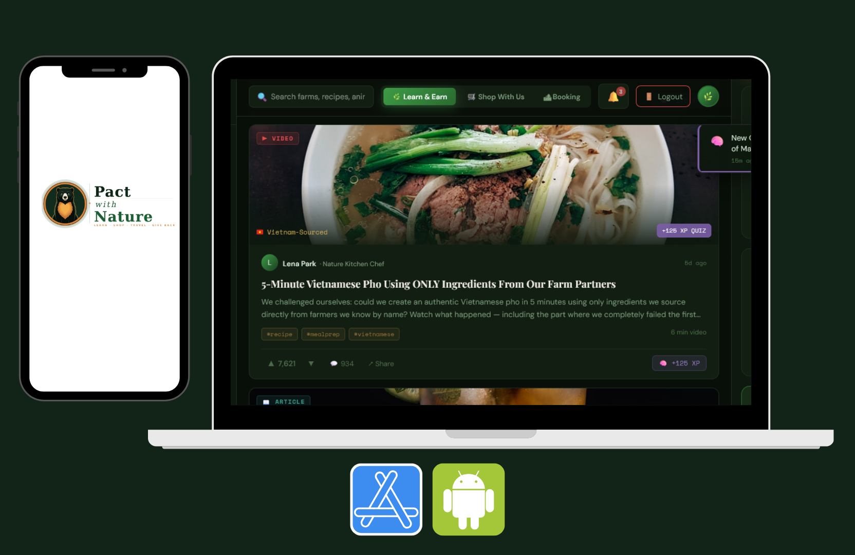 PactWithNature App on mobile and laptop